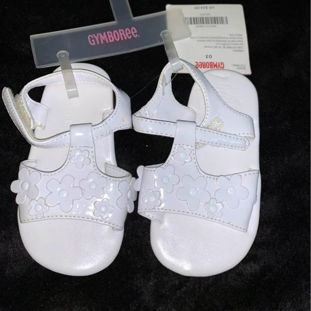 NEW Gymboree 03 Baby Girls Shoes White Flower Sandles